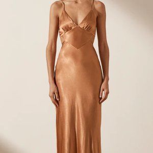 Shona Joy La Lune Backless Midi Dress - Copper
